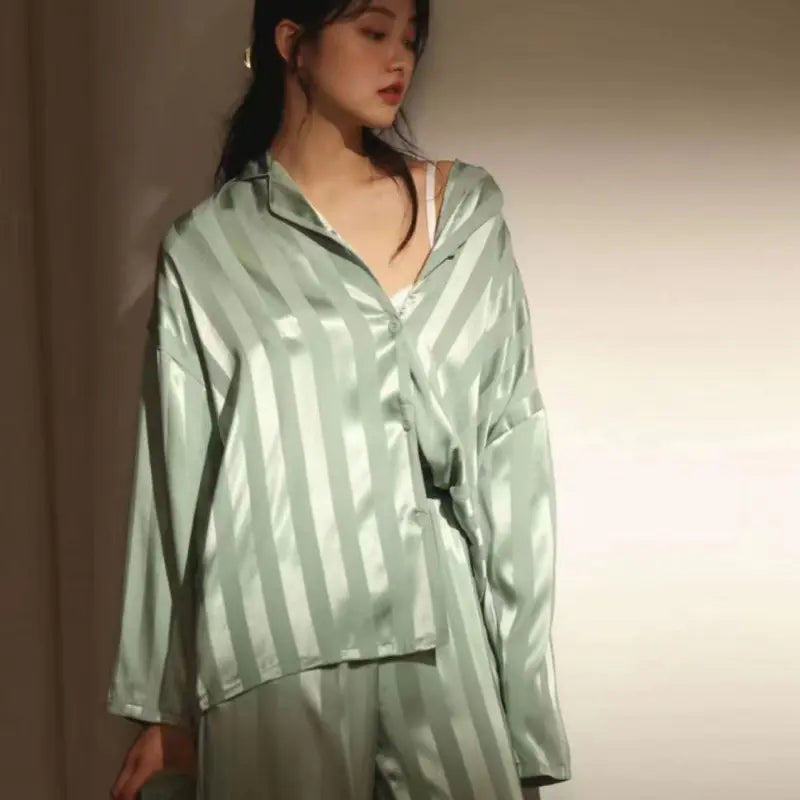 Silk Pajama Set for Women - Long Sleeve & Pants